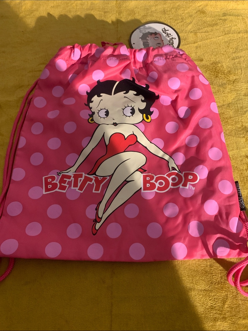 Betty Boop Hot Pink Polka Dot Drawstring Backpack
